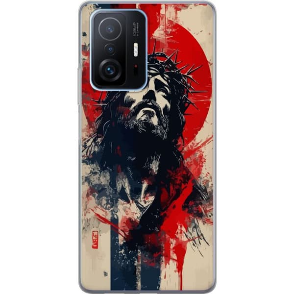 Xiaomi 11T Pro Gennemsigtig cover Jesus med kors - kristent motiv med stærk symbolik om tro og håb