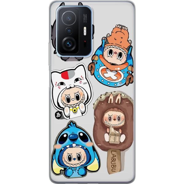 Xiaomi 11T Pro Gennemsigtig cover Labubu figur samling - Pop Mart Labubu The Monsters i farverigt design