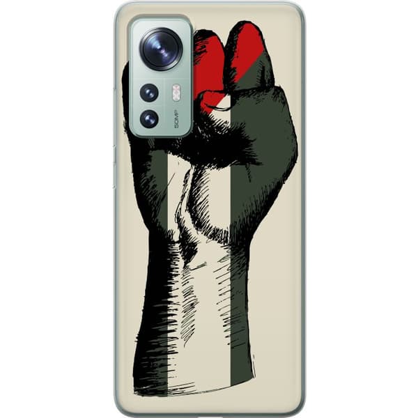 Xiaomi 12 Läpinäkyvä kuori Käsi sidottu Palestinan väreihin - voimakas symboli vapausliikkeelle