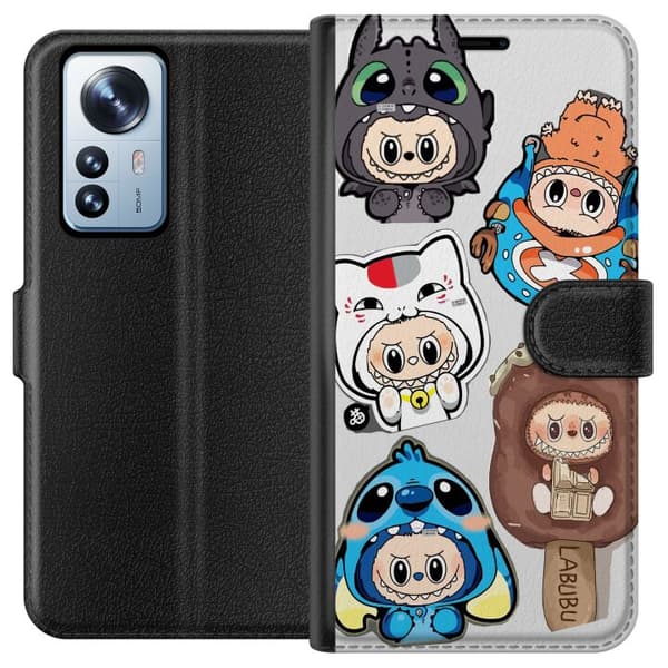Xiaomi 12 Pro Plånboksfodral Labubu figursamling – Pop Mart Labubu The Monsters i färgglad design