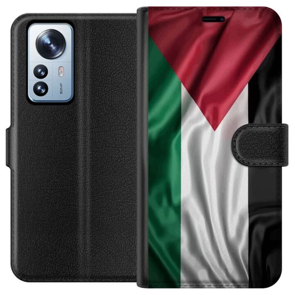 Xiaomi 12 Pro Plånboksfodral Palestinaflaggan – ikoniskt frihetsmotiv i rött, svart, vitt och grönt
