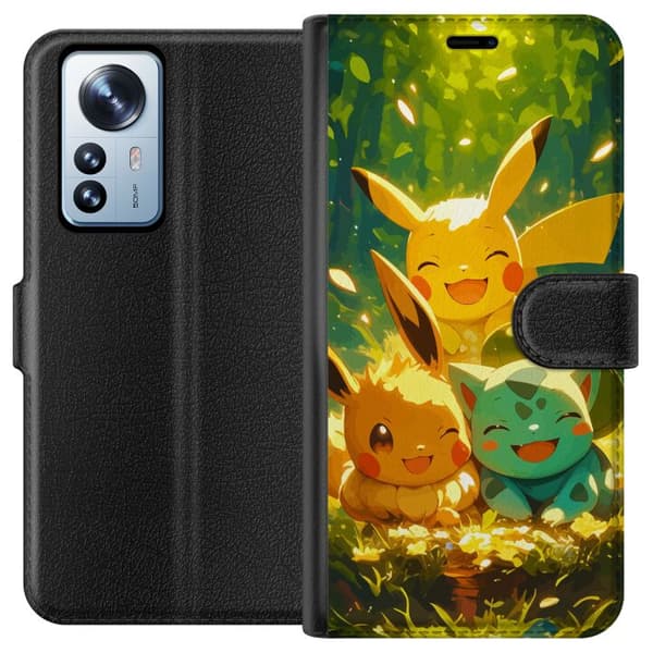 Xiaomi 12 Pro Plånboksfodral Pixelmonster spelstil – färgstark design för retroälskande gamers