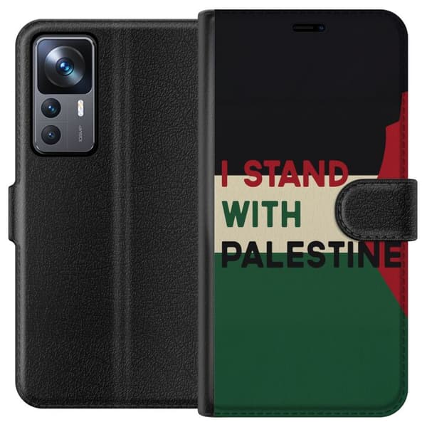 Xiaomi 12T Lompakkokotelo Pysähdy Palestiinan puolesta - solidaarisuussuunnittelu vahvalla viestillä