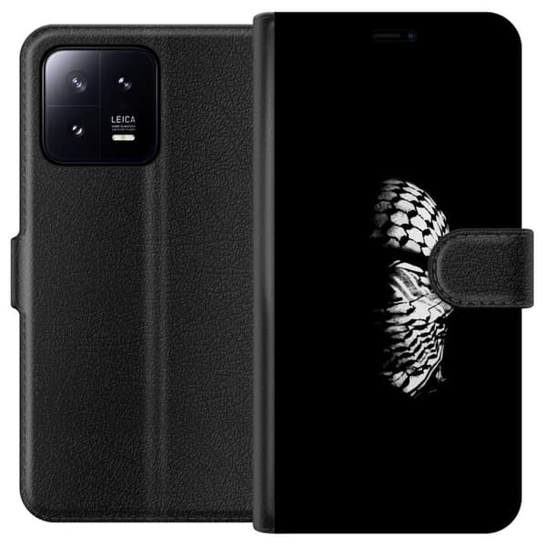 Xiaomi 13 Tegnebogsetui Keffiyeh-mønster - klassisk sort-hvid palæstinensisk tørklæde med kulturel betydning
