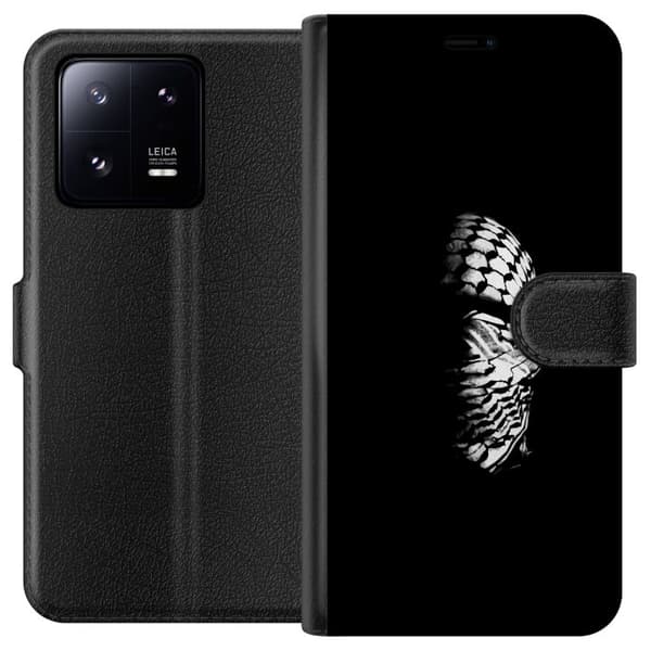 Xiaomi 13 Pro Tegnebogsetui Keffiyeh-mønster - klassisk sort-hvid palæstinensisk tørklæde med kulturel betydning