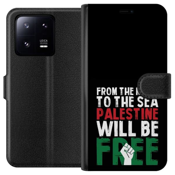 Xiaomi 13 Pro Plånboksfodral Free Palestine – politiskt statement med kraftfullt grafiskt uttryck