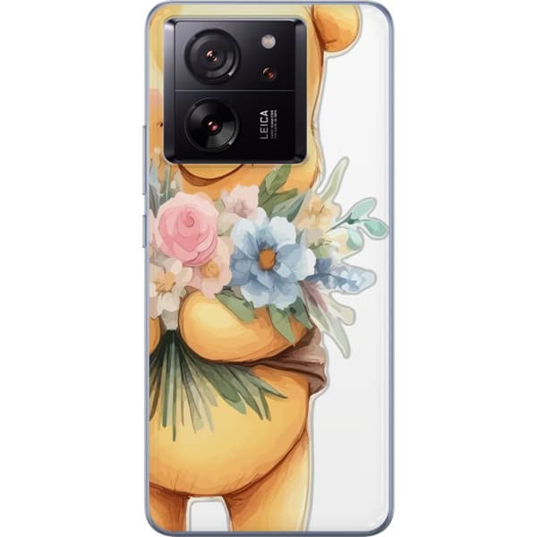 Xiaomi 13T Gjennomsiktig deksel Nalle Puh med blomster - klassisk barnefavoritt i en blomstrende vår miljø