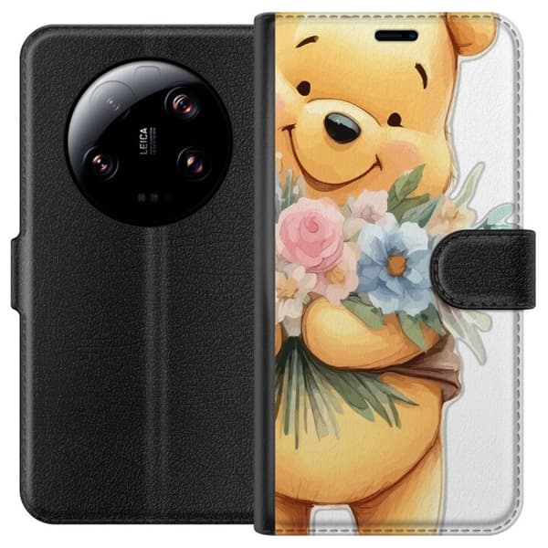Xiaomi 13 Ultra Tegnebogsetui Nalle Puh med blomster - klassisk børnefavorit i en blomstrende forårs miljø