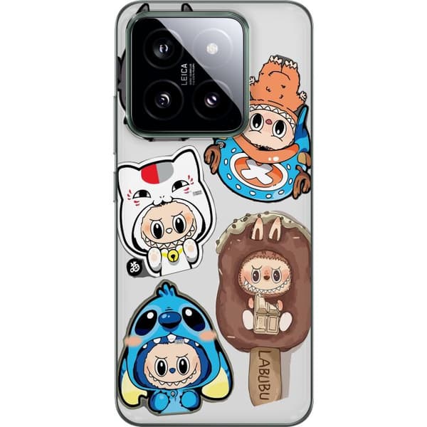 Xiaomi 14 Läpinäkyvä kuori Labubu hahmokokoelma - Pop Mart Labubu The Monsters väriluulisessa muotoilussa