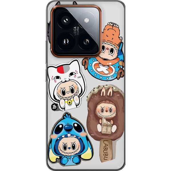 Xiaomi 14 Pro Läpinäkyvä kuori Labubu hahmokokoelma - Pop Mart Labubu The Monsters väriluulisessa muotoilussa
