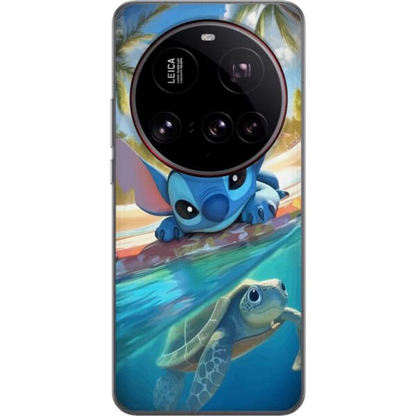 Xiaomi 15 Ultra Gennemsigtig cover Stitch med skildpadde - sød blå alien i tropisk strandmiljø fra Disney