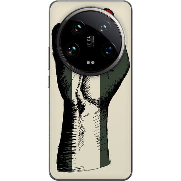 Xiaomi 14 Ultra Genomskinligt Skal Hand knuten i Palestinas färger – kraftfull symbol för frihetsrörelsen