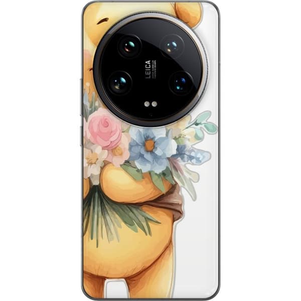 Xiaomi 14 Ultra Genomskinligt Skal Nalle Puh med blommor – klassisk barnfavorit i blommande vårmiljö