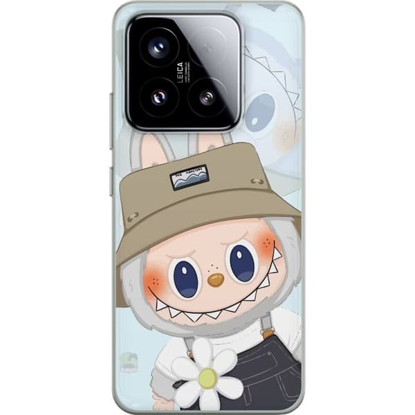Xiaomi 15 Gjennomsiktig deksel Labubu med hatt - Pop Mart-figur Mr. Butcher i retrostil med karakter
