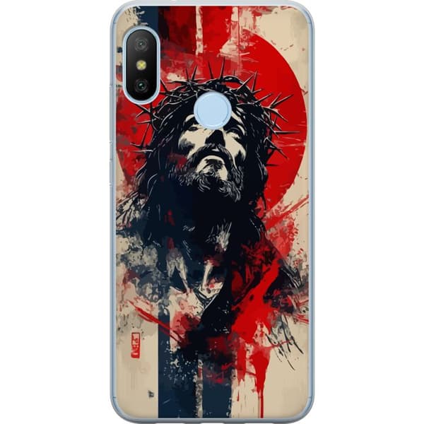 Xiaomi Mi A2 Lite Gjennomsiktig deksel Jesus med kors - kristent motiv med sterk symbolikk om tro og håp