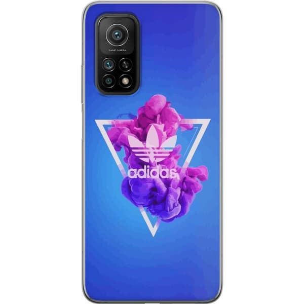 Xiaomi Mi 10T 5G Gennemsigtig cover Adidas-inspireret blåt design - sporty motiv med retrovibe i blå toner
