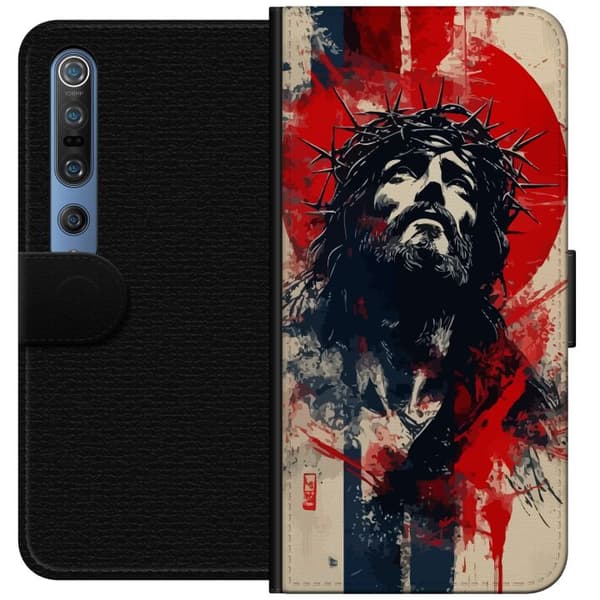 Xiaomi Mi 10 Pro 5G Tegnebogsetui Jesus med kors - kristent motiv med stærk symbolik om tro og håb