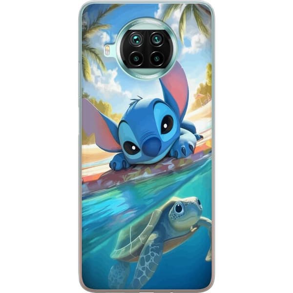 Xiaomi Mi 10T Lite 5G Gennemsigtig cover Stitch med skildpadde - sød blå alien i tropisk strandmiljø fra Disney