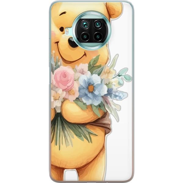 Xiaomi Mi 10T Lite 5G Gennemsigtig cover Nalle Puh med blomster - klassisk børnefavorit i en blomstrende forårs miljø
