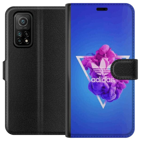 Xiaomi Mi 10T Pro 5G Lompakkokotelo Adidas-inspiroitunut sininen muotoilu - urheilullinen motiivi retro-vibeillä sinisissä sävyissä