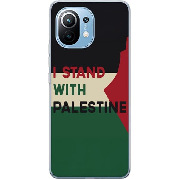 Xiaomi Mi 11 Läpinäkyvä kuori Pysähdy Palestiinan puolesta - solidaarisuussuunnittelu vahvalla viestillä
