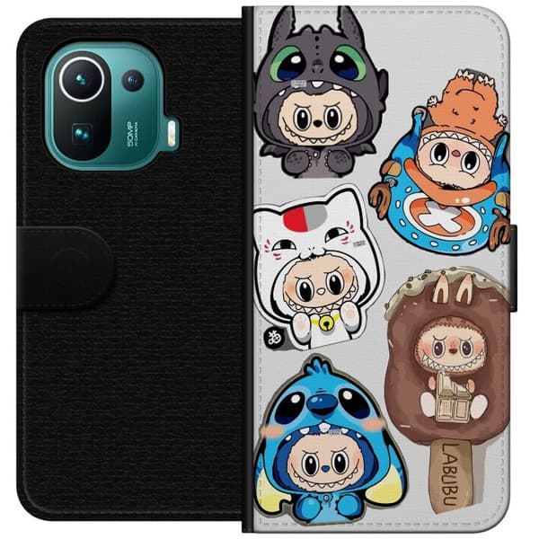 Xiaomi Mi 11 Pro Plånboksfodral Labubu figursamling – Pop Mart Labubu The Monsters i färgglad design