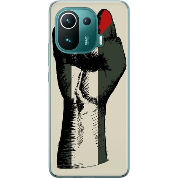 Xiaomi Mi 11 Pro Gjennomsiktig deksel Hand knyttet i Palestinas farger - kraftig symbol for frihetsbevegelsen