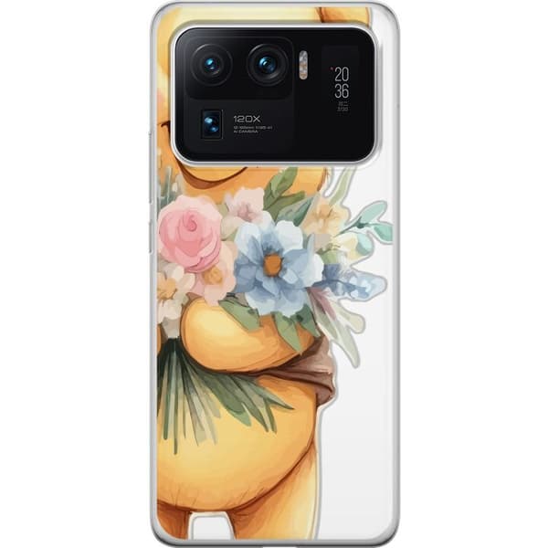 Xiaomi Mi 11 Ultra Gjennomsiktig deksel Nalle Puh med blomster - klassisk barnefavoritt i en blomstrende vår miljø