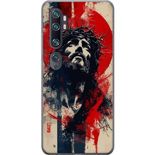 Xiaomi Mi Note 10 Gennemsigtig cover Jesus med kors - kristent motiv med stærk symbolik om tro og håb