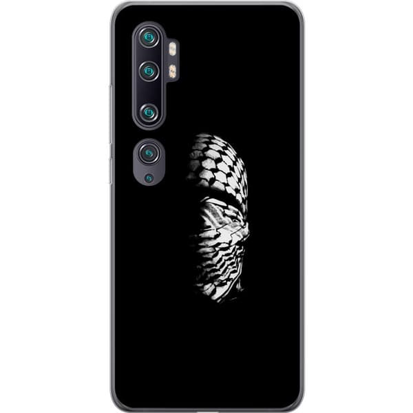 Xiaomi Mi Note 10 Gennemsigtig cover Keffiyeh-mønster - klassisk sort-hvid palæstinensisk tørklæde med kulturel betydning