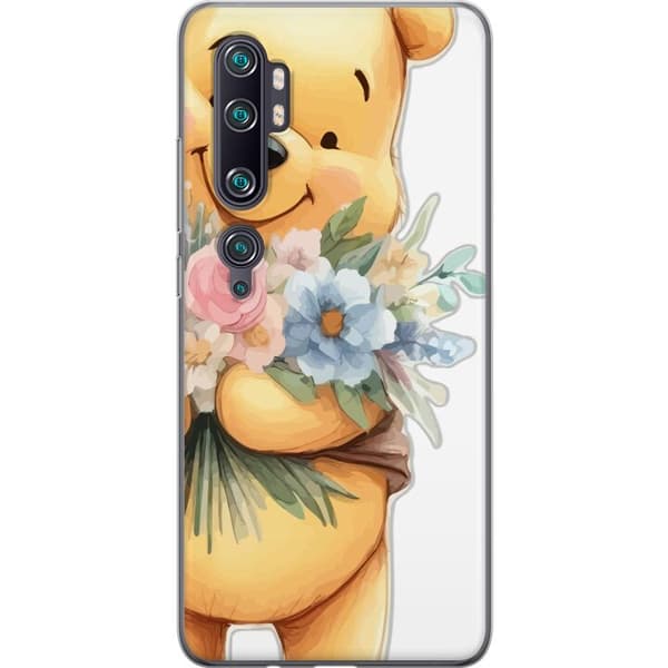 Xiaomi Mi Note 10 Pro Gjennomsiktig deksel Nalle Puh med blomster - klassisk barnefavoritt i en blomstrende vår miljø