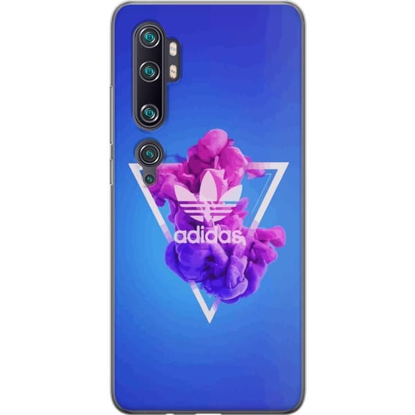 Xiaomi Mi Note 10 Pro Läpinäkyvä kuori Adidas-inspiroitunut sininen muotoilu - urheilullinen motiivi retro-vibeillä sinisissä sävyissä