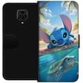 Miniatyrbild 1 av 3: Xiaomi Redmi Note 9 Pro Plånboksfodral Stitch med sköldpadda – söt blå alien i tropisk strandmiljö från Disney