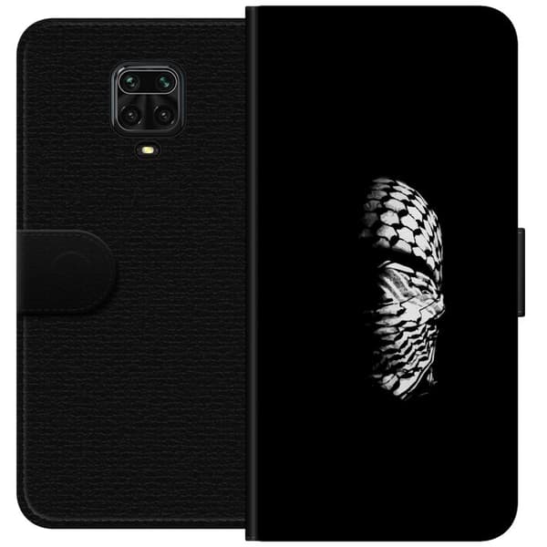Xiaomi Redmi Note 9 Pro Tegnebogsetui Keffiyeh-mønster - klassisk sort-hvid palæstinensisk tørklæde med kulturel betydning