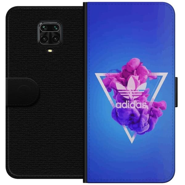 Xiaomi Redmi Note 9 Pro Lompakkokotelo Adidas-inspiroitunut sininen muotoilu - urheilullinen motiivi retro-vibeillä sinisissä sävyissä