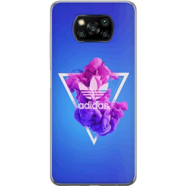 Xiaomi Poco X3 NFC Gennemsigtig cover Adidas-inspireret blåt design - sporty motiv med retrovibe i blå toner
