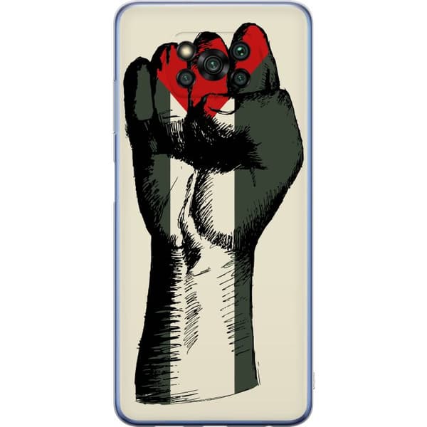 Xiaomi Poco X3 Pro Gjennomsiktig deksel Hand knyttet i Palestinas farger - kraftig symbol for frihetsbevegelsen