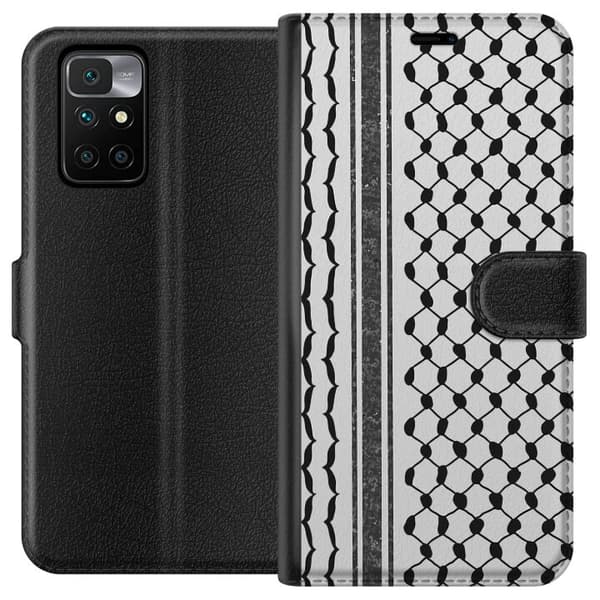 Xiaomi Redmi 10 Tegnebogsetui Palæstinensisk mønster - inspireret af traditionel stil keffiyeh-stof