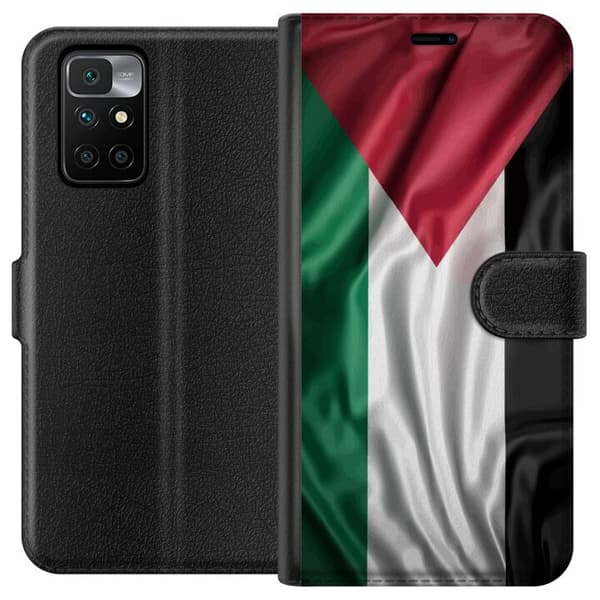 Xiaomi Redmi 10 Plånboksfodral Palestinaflaggan – ikoniskt frihetsmotiv i rött, svart, vitt och grönt