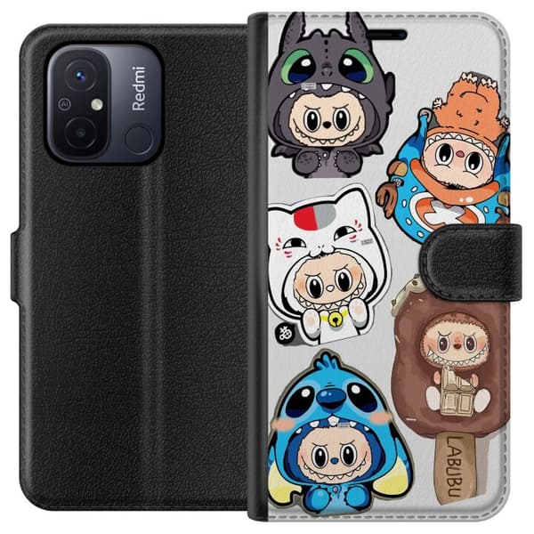 Xiaomi Redmi 12C Tegnebogsetui Labubu figur samling - Pop Mart Labubu The Monsters i farverigt design