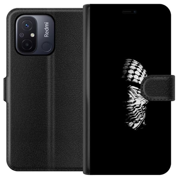 Xiaomi Redmi 12C Plånboksfodral Keffiyeh-mönster – klassisk svartvit palestinasjal med kulturell tyngd