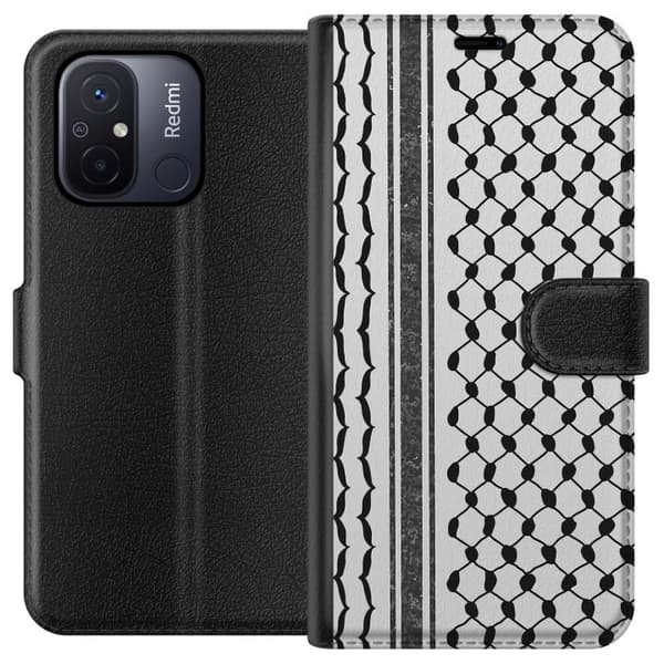 Xiaomi Redmi 12C Tegnebogsetui Palæstinensisk mønster - inspireret af traditionel stil keffiyeh-stof