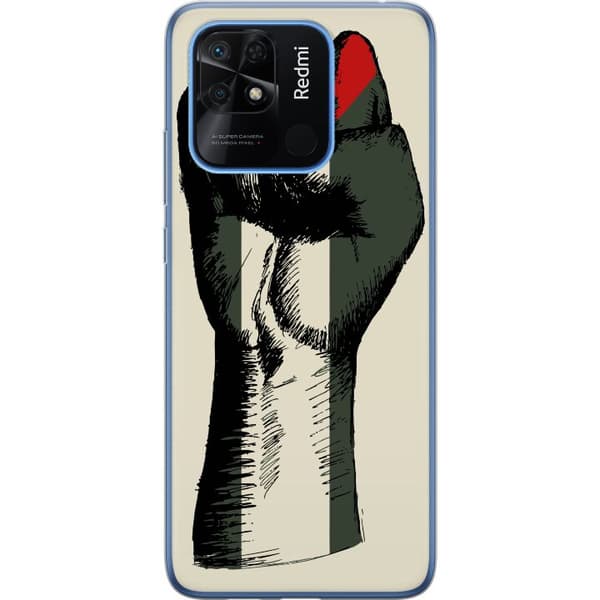 Xiaomi Redmi 10C Läpinäkyvä kuori Käsi sidottu Palestinan väreihin - voimakas symboli vapausliikkeelle