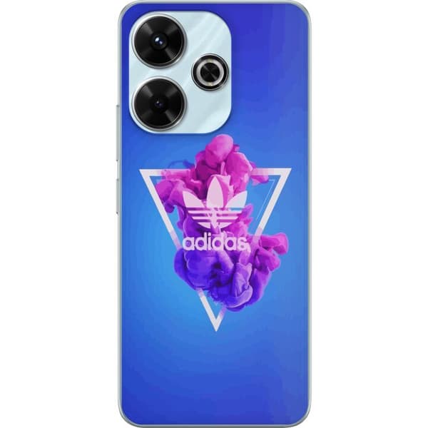 Xiaomi Redmi 13 Läpinäkyvä kuori Adidas-inspiroitunut sininen muotoilu - urheilullinen motiivi retro-vibeillä sinisissä sävyissä