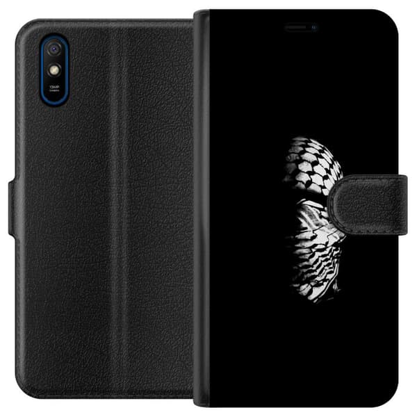 Xiaomi Redmi 9A Plånboksfodral Keffiyeh-mönster – klassisk svartvit palestinasjal med kulturell tyngd