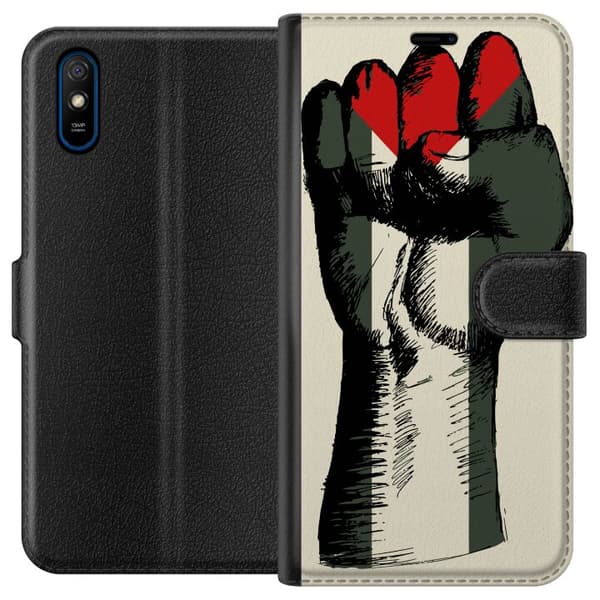 Xiaomi Redmi 9A Plånboksfodral Hand knuten i Palestinas färger – kraftfull symbol för frihetsrörelsen