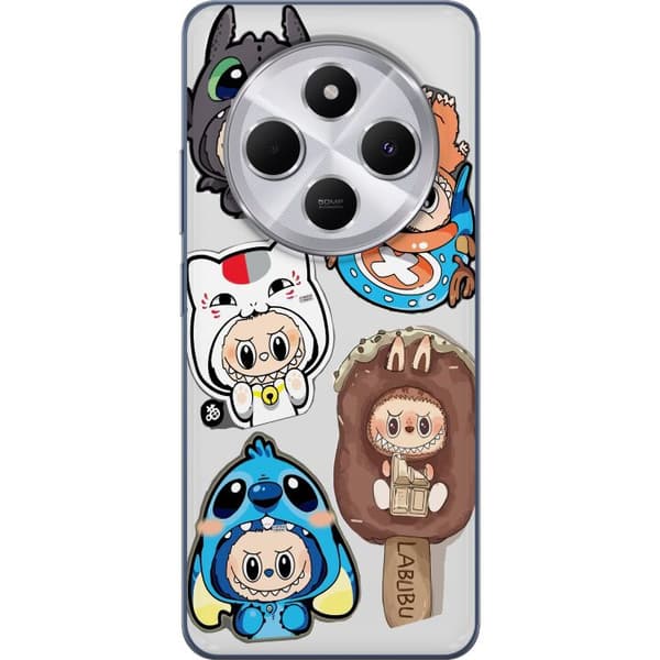 Xiaomi Redmi 14C Gennemsigtig cover Labubu figur samling - Pop Mart Labubu The Monsters i farverigt design