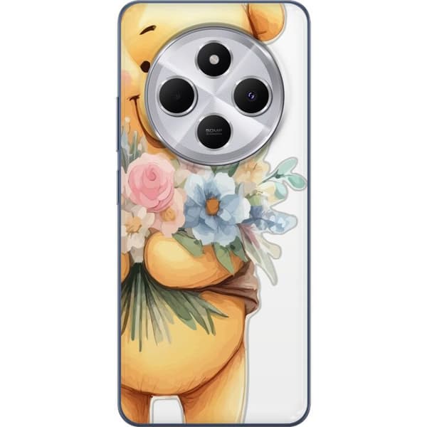 Xiaomi Redmi 14C Gennemsigtig cover Nalle Puh med blomster - klassisk børnefavorit i en blomstrende forårs miljø