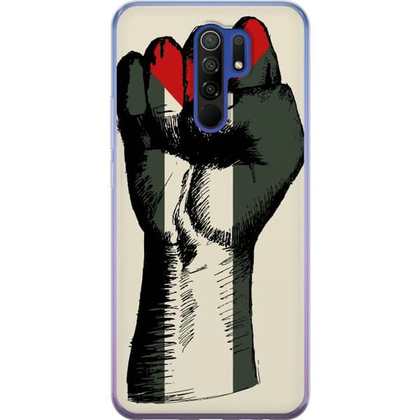 Xiaomi Redmi 9 Gennemsigtig cover Hånd bundet i Palæstinas farver - kraftfuldt symbol for frihedsbevægelsen