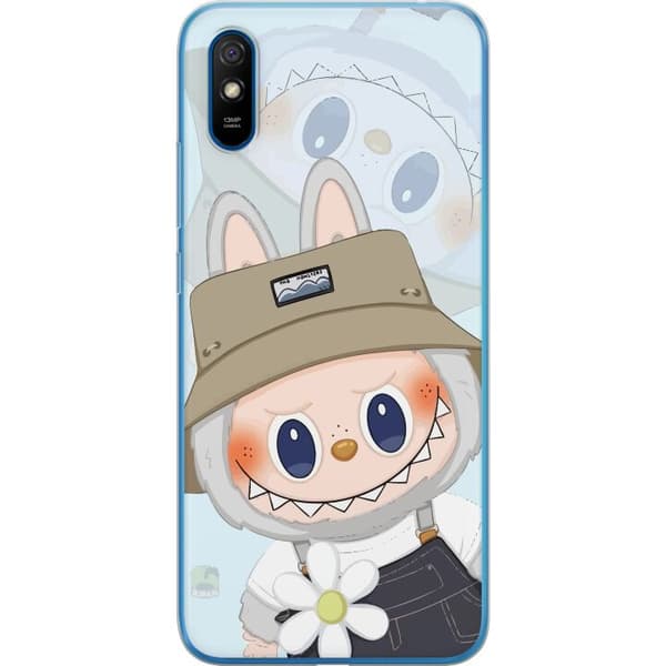 Xiaomi Redmi 9A Gennemsigtig cover Labubu med hat - Pop Mart figur Mr. Butcher i retro-stil med karakter